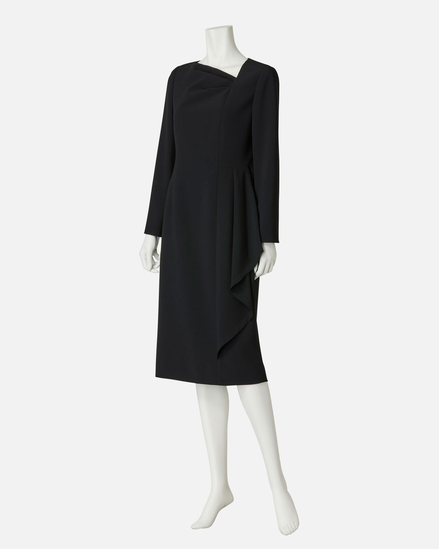 Triacetate Polyester Blended Draped Dress