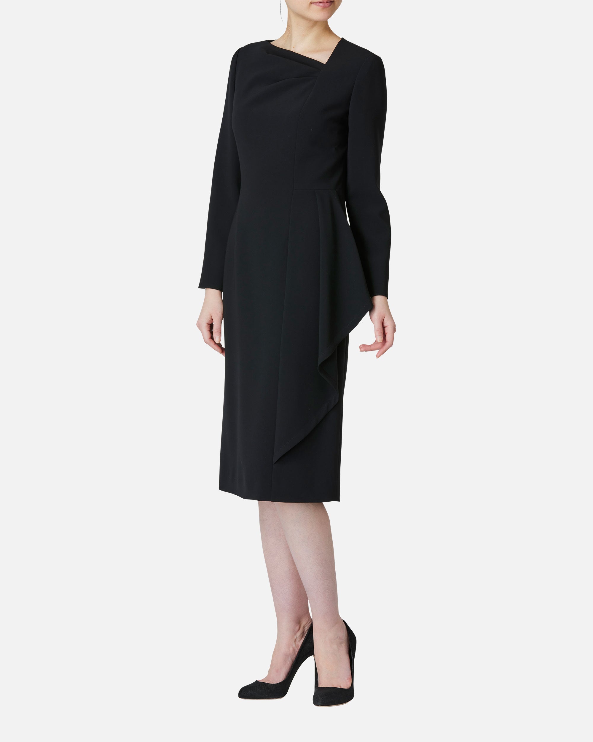 Triacetate Polyester Blended Draped Dress